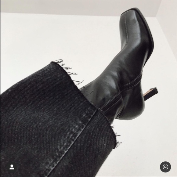 Zara leather square toe ankle boots